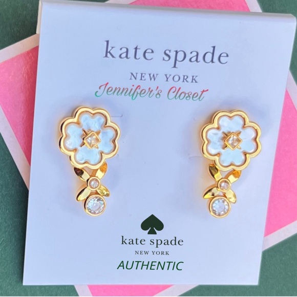 NWT ♠️ KATE SPADE Gold-Tone  Mother Of Pearl Drop Earrings - Picture 4 of 6